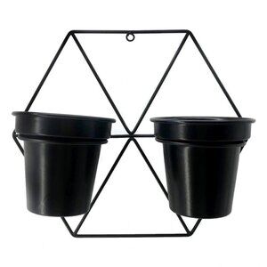 Nobia Black Iron Metal Wall Hanging Dual Planter